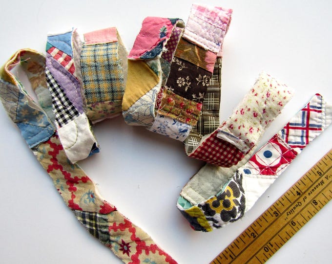Scrappy Recycled Patchwork Quilt Ribbon, Pieced Strip Made W Many ...