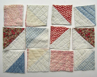 Bundle of  1920's Vintage Cotton Shirting Fabrics Patchwork Quilt Pieces, Quilt Scrap Pieces for Projects and Sewing
