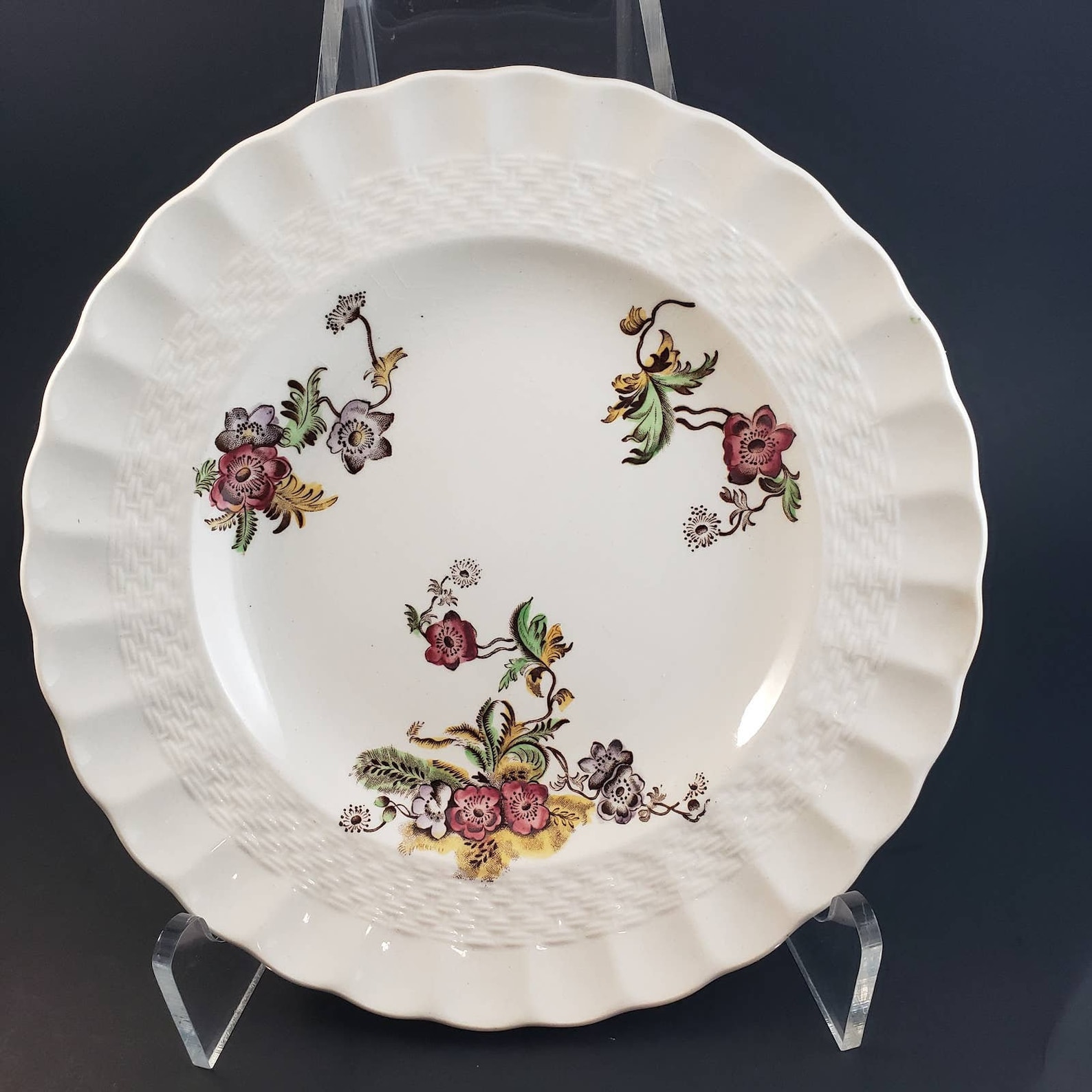 Spode Wicker Lane 7 3/4 Salad Plate Basket Weave Floral Etsy