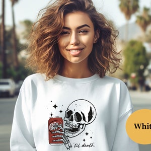 Till Death Dr Pepper Sweatshirt, skelet drinken Dr Pepper shirt, skelet shirt, Halloween-T-shirt, frisdrank minnaar cadeau, Dr Pepper fans shirt