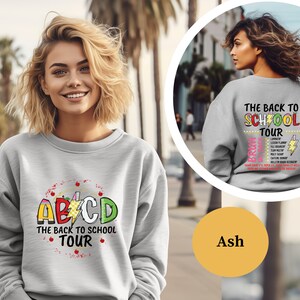 Sweat-shirt enseignant de la rentrée scolaire, chemise enseignant ABCD, cadeau de rentrée des classes, t-shirt enseignant premier jour d&#39;école, cadeau enseignant, chemise tournée