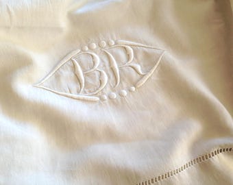Vintage Metis Monogrammed Sheet (92W x 126L, Long Queen Size)