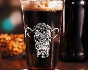 Hereford Cow Pint Glass by Dogface Studio