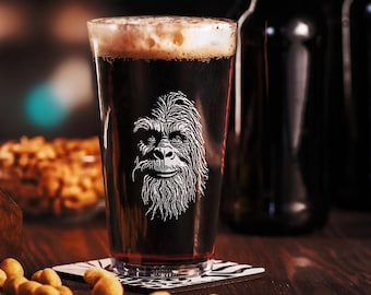 Sasquatch aka Big Foot aka Yeti Pint Glass by Dogface Studio