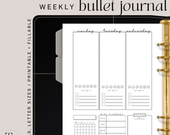 Premade Bullet Journal Printable, Undated Weekly Spread, Habit Tracker, Mood Tracker, To-Do List, Bujo Inserts, Weekly Planner A4 A5 Insert