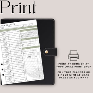 Peut inclure: Planificateur quotidien imprimable avec un design de globe gris et blanc. Le planificateur comprend des sections pour "Je suis reconnaissant pour", "Pour les priorit&eacute;s", "&Agrave; faire" et "Notes". Le texte "Annulez mes plans au cas o&ugrave; vous appelleriez" est en haut de la page. Le texte "Imprimez &agrave; la maison ou dans votre imprimerie locale" et "Remplissez votre planificateur ou votre classeur avec autant de pages que vous le souhaitez" est en bas de la page.
