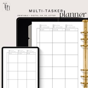 Productivity Planner for Task Management, Minimal Design, Time Management, Weekly Planner Template, Printable Digital Planner, A4/A5/Letter
