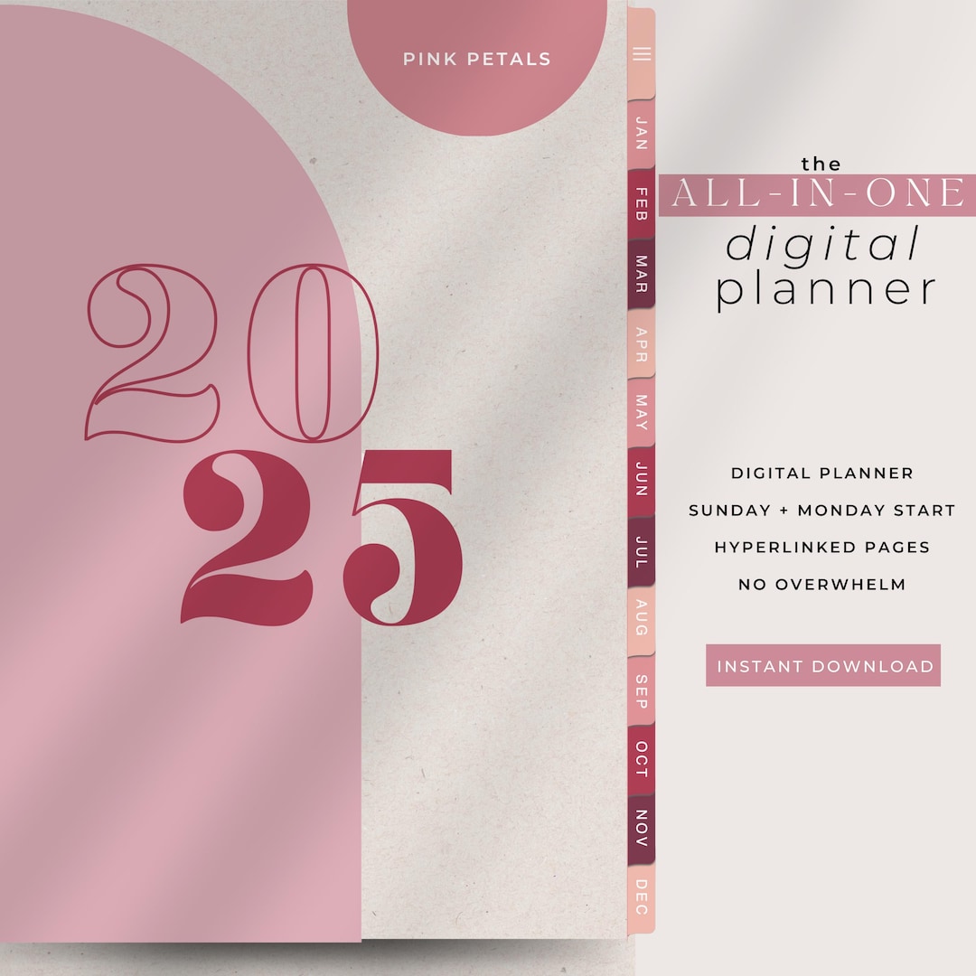 2025 Digital Planner for Goodnotes, Notability, iPad + Tablet, Pink ...