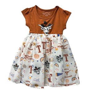 cute longhorn dresses Girls Toddler Burnt Orange Texas Longhorns Too Cute Tri-Blend Dress