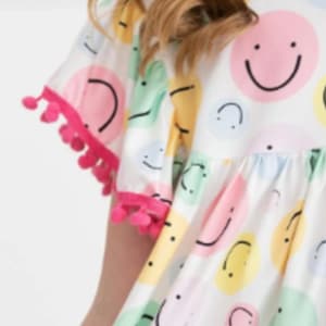 pink smiley face dress Lola and The Boys Pinkie Happy Emoji Dress