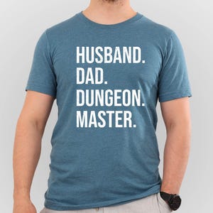 Dungeon Master Dad Shirt, DnD Dungeons Dragons T-Shirt, RPG Gamer Themed Tee, DnD Dice Set Gift, Daddy Geeky Shirts, Gift for Geeks