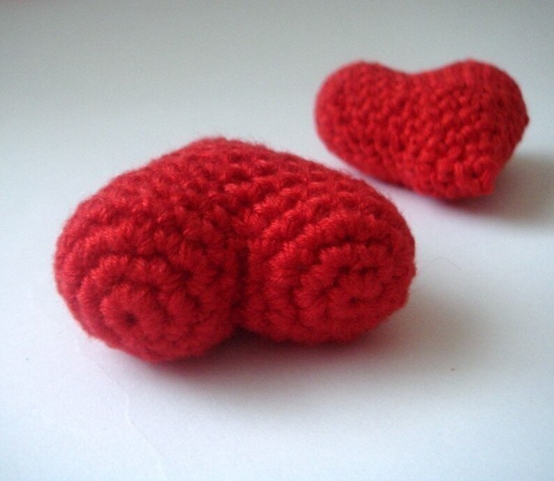Crocheted Red valentine hearts set of 2 image 1