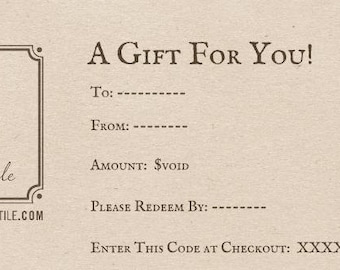 Printable Gift Certificate for Juniperseed Mercantile - Choose your denomination, Plus A Free Bonus For You