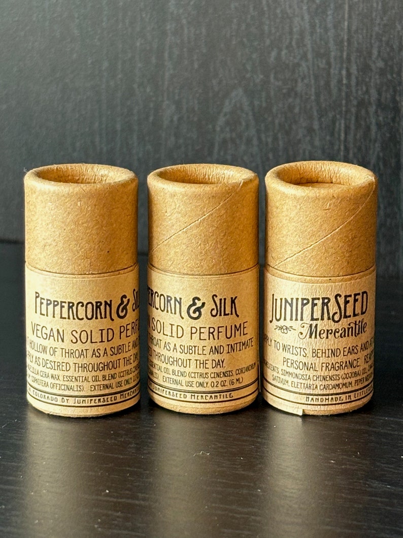 Vegan Solid Perfume Stick, Gender Neutral Natural Essential Oil Parfum Concrete in a Plastic Free Paper Tube image 3