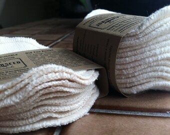 Unbleached Organic Cotton Sherpa Alternative to Disposable Facial Poufs - 12 Fleece Rounds Plus BONUS wash bag