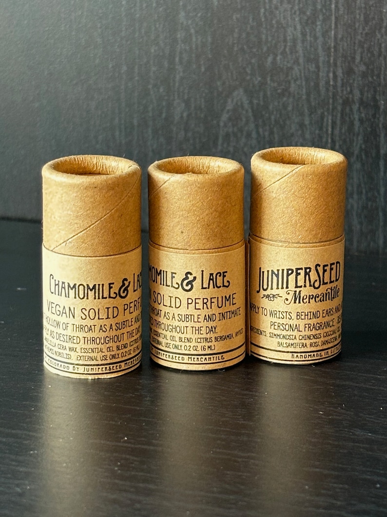 Vegan Solid Perfume Stick, Gender Neutral Natural Essential Oil Parfum Concrete in a Plastic Free Paper Tube image 6