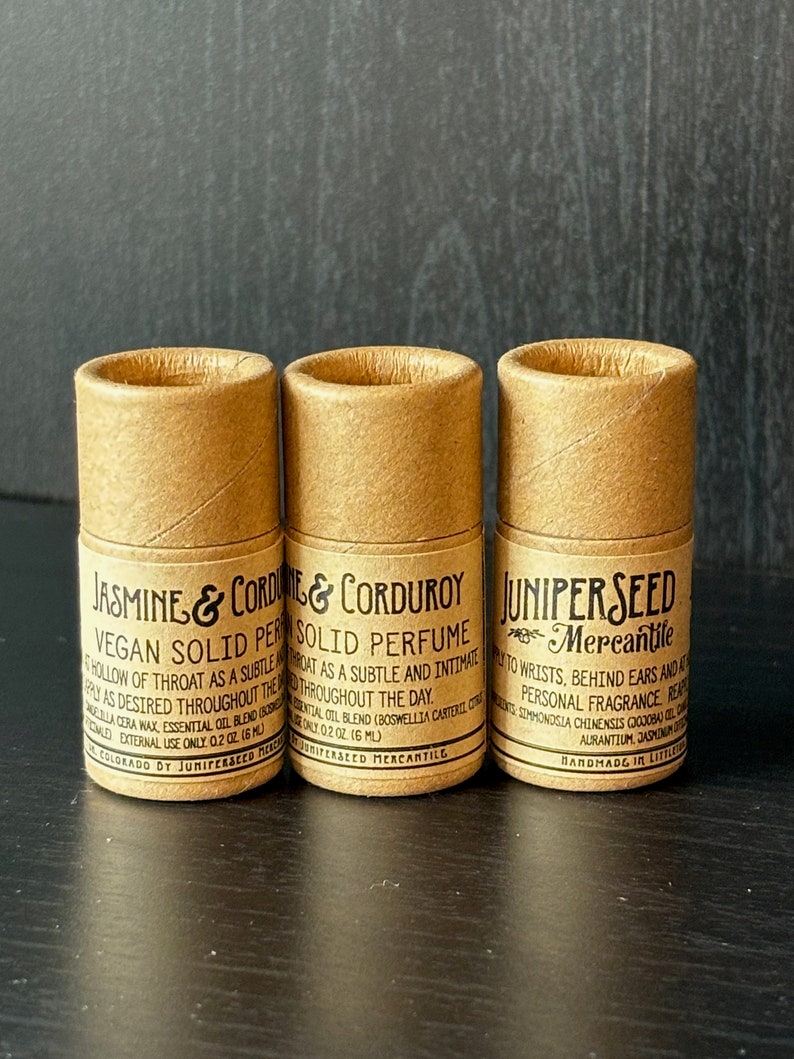 Vegan Solid Perfume Stick, Gender Neutral Natural Essential Oil Parfum Concrete in a Plastic Free Paper Tube image 5