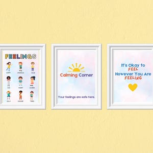 Pósteres de rincones tranquilos, pósteres de sentimientos, decoración de aulas con rincones tranquilos, descarga digital de gráficos de emociones, pósteres Montessori, decoración de educación en el hogar