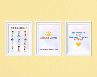 Calming Corner Posters, Feelings Poster, Calm Corner Classroom Decor, Emotion Chart Digital Download, Montessori Posters, Homeschool Decor