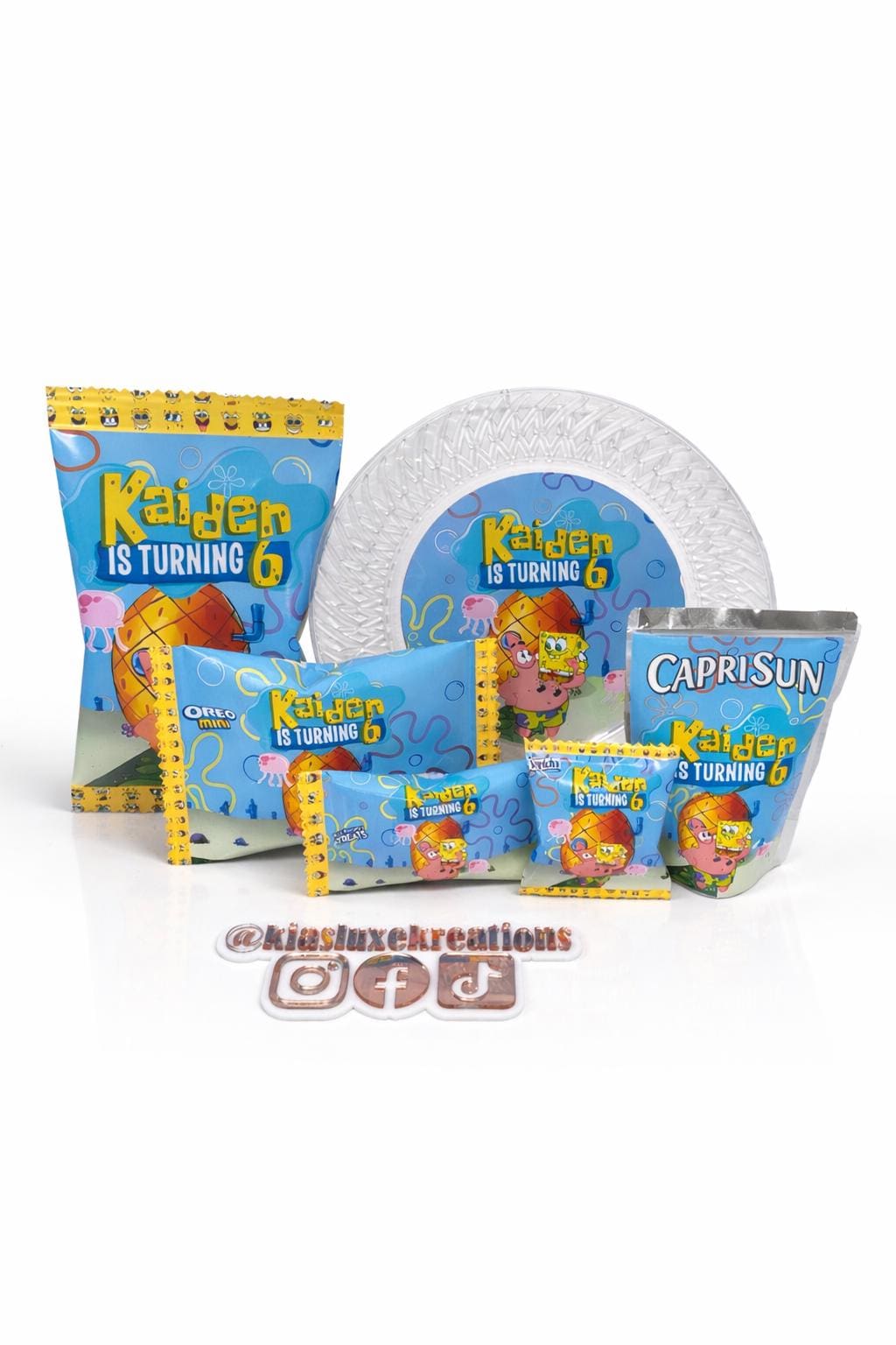 Custom Spongebob Party Favor Bundle | Chip Bags, Capri Suns, Rice ...