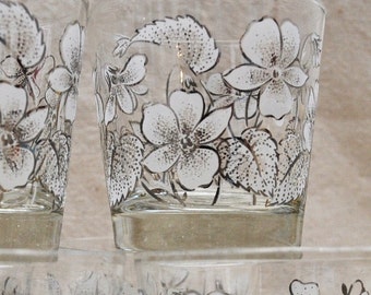 Vintage Flowered Barware set