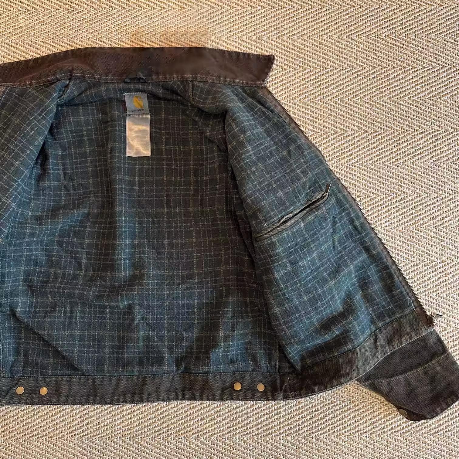 97年製 Carhartt Detroit Jacket Mos Green Carhartt J97 MOS Green Blanket Lined Detroit Jacket Made USA