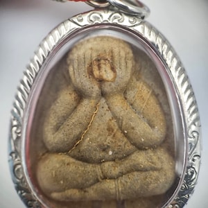Luang Por Ngern with Phra Pidta Thai Budddha Amulet-Unique Gift for Luck