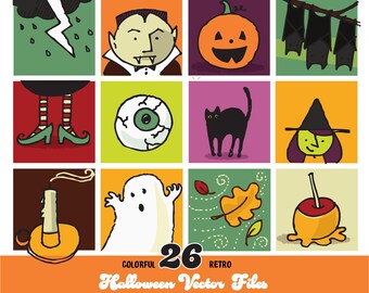 Colorful Retro Halloween Vector Files