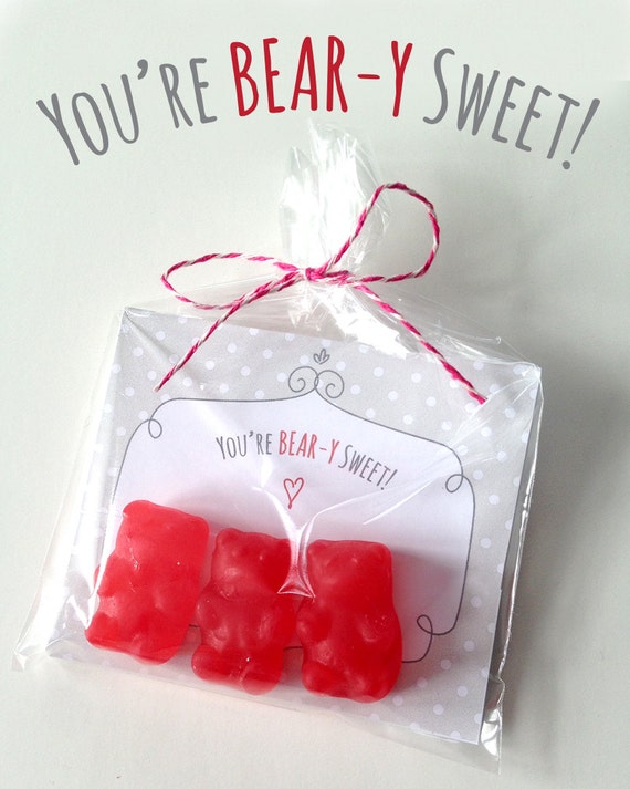 Printable Treat Cards: You're Bear-y Sweet! Cinnamon Bear, Instant Download, Valentine Card, Everyday Treat