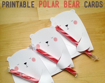 Printable Valentine's Cards - Polar Bears, Instant Download, Classroom Valentine, Low Ink