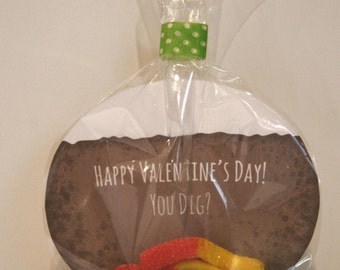 Printable Valentine's Cards - You Dig? Gummi Worm - Instant Download - Classroom Valentine Treat