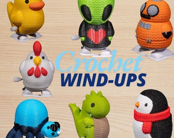 Desk Ornaments! Cute Crochet Wind-up Figurines.
