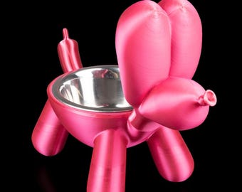 Balloon Dog Pet Bowl Support and Raiser: Whimsical Feeding Station