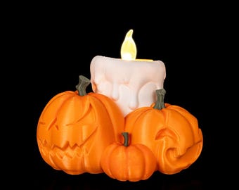 The Ghoulish Glow: Pumpkin Patch Pillar Candle Holder!