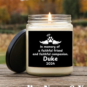 Dog Memorial Personalized Candles, Pet in Heaven In Memory of a Faithful Friend , 9oz Soy Candle, Tribute Mourning Remembrance Bereavement