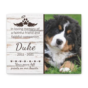 Dog Memorial Personalized Photo Canvas Wall Art, Custom Pet Loss Gift, In Loving Memory of Faithful Companion, Pet Tribute, 10&quot;x8&quot; Canvas