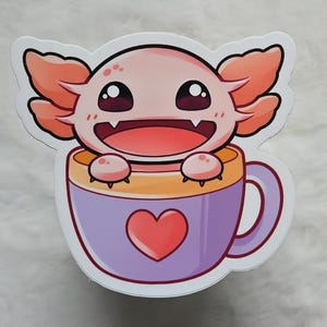 Axolotl Vinyl Sticker, Cute Amphibian Decal for Laptop, Water Bottle, Perfect Gift for Animal Lover