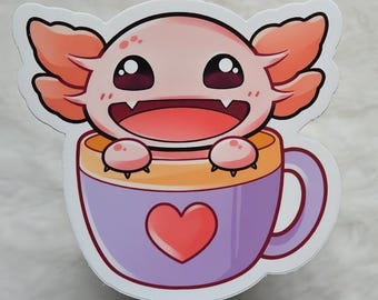 Cute Axolotl Vinyl Sticker, Amphibian Decal, Animal Lover Gift