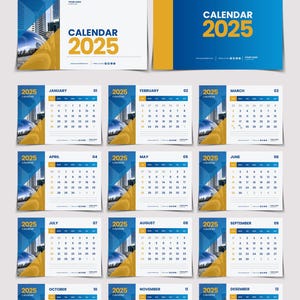 2025 Desk Monthly PSD Calendar, A5 Calendar digital download, Printable Calendar, Calendar 2025, Pro design, Digital Download