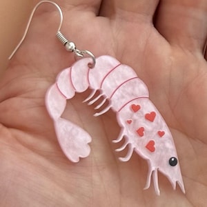 Shrimp Earrings Lobster Boho Chic Earring Seaside Jewelry Fish Earring Crustacean Shellfish Crawfish Prawn Handcrafted Seafood Lover Earring