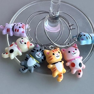 Cat Charms for Wine Glass Markers Cat Marker for Glass Cat Wine Glass Charms Glass Decor Custom Wine Charms Drink Identifier Drink Tag Cat