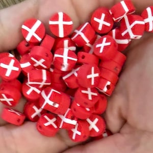 Denmark Flag Beads Danish Bead for DIY Friendship Bracelet Danish Flag Bead for Jewelry Making Denmark Gift Danish Friend Dinamarca Denmark