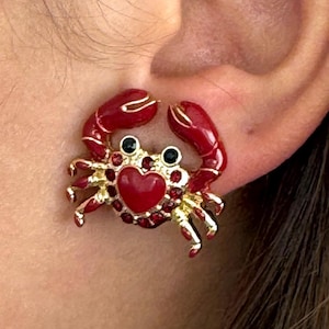 Crab Earrings Crab Boho Chic Earrings Seaside Jewelry Crab Miniature Earrings Cute Crab Stud Earrings Fish Earrings Seafood Lover Coastal