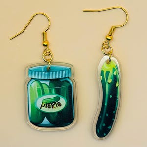 Pickles Earrings Pickle Cucumber Earrings Fun Earrings Novelty Earrings Crazy Earring Pickle Jar Weird Earring Pickles Gift for Pickle Lover
