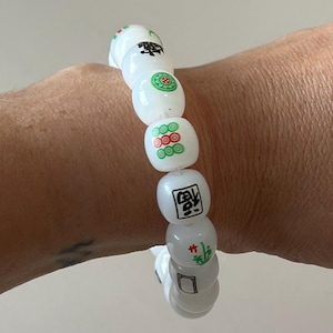 Mahjong Bracelet Mah Jong Tile Gift for Friend Mahjong Beads Bracelet Mahjong Jewelry Mahjong Lover Mahjong Mom Mahjong Gift Game Player