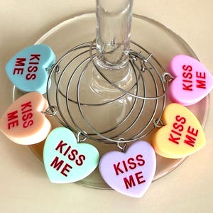 Conversation Hearts Candy Wine Charms Heart Charms For Wine Glasses For Valentines Day