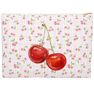Cherry Print Pouch Cherry Accessory Pouch Coquette Makeup Bag Cute Cherry Organizing Case Travel Essentials Girly Cherry Pattern Bag Cherry