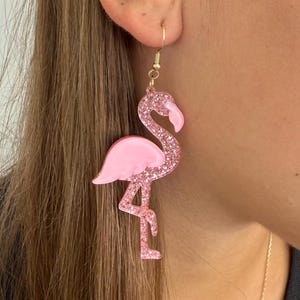 Flamingo Earrings Flamingo Gift Boho Chic Earrings Flamingo Jewelry Pink Flamingo Dangle Earrings Handcrafted Fun Earring Unique Earring Sea
