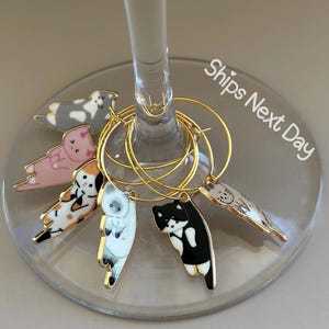 Cat Charms for Wine Glass Markers Cat Marker for Glass Cat Wine Glass Charms Glass Decor Custom Wine Charms Drink Identifier Drink Tag Cat