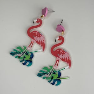 Flamingo Earrings Flamingo Gift Boho Chic Earrings Flamingo Jewelry Pink Flamingo Dangle Earrings Handcrafted Fun Earring Unique Earring Sea